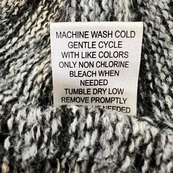 Jason Maxwell Womens Cable Knit Sweater Large Black Gray Heather V-Neck Acrylic - Picture 6 of 6